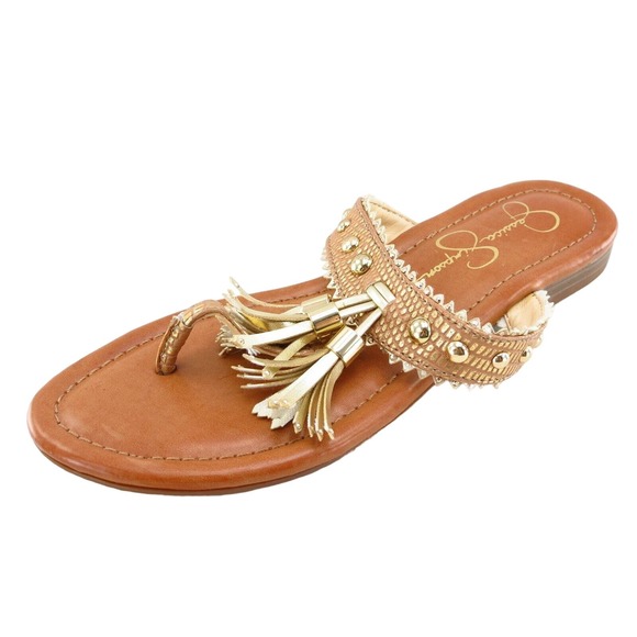 Jessica Simpson Sz 6 M Brown Thong Synthetic Women Sandals Rhey‎ - Picture 1 of 8